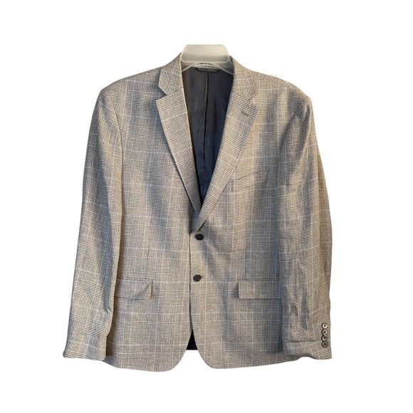 Ralph Lauren Men's Linen Blend Blazer Gray Glen Plaid Size 42 Regular Two Button